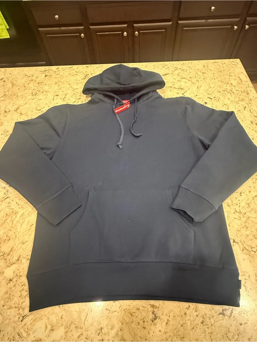 Navy Blue Supreme Satin Appliqué Hoodie
